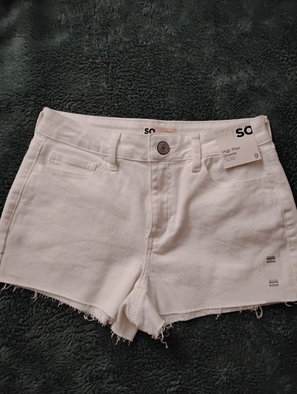 NWT SO "High Rise Shortie" White Denim Shorts Women's/Junior's Size 9